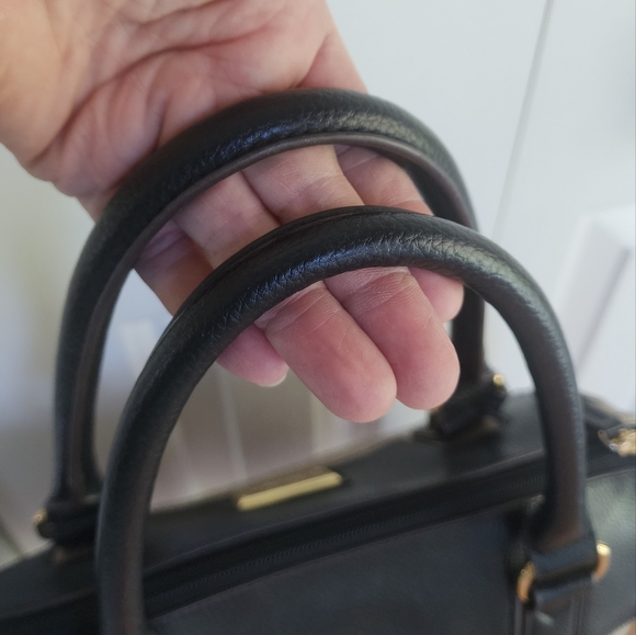 Tignanello Black and Tan Leather Medium Sized Satchel Bag - Picture 8 of 10